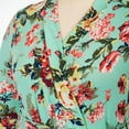 thumbnail image 6 of HN Women Plus Size Surplice V-Neck Sleep Robe Floral-Print Loungewear 3/4 Sleeve Bath Robe, 6 of 8