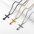 thumbnail image 4 of HZMAN Cross Necklace for Men Stainless Steel Bible Verse Philippians 4:13 I CAN DO ALL THINGS Wrench Cross Pendant Necklace (Gold), 4 of 6
