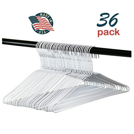 Hangorize Vinyl Coated Wire Metal Hangers, White, Standard adult size, Pack of 36. Made in the (Best Way To Pack Hangers)