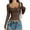 01# Brown, variant on Long Sleeve Crop Tops for Women Casual Scoop Neck Low Cut Ribbed Long Sleeve Shirt Slim Tshirts 01# Light Blue S