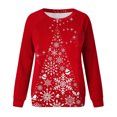 thumbnail image 4 of Christmas Graphic Sweatshirts for Women Trendy Blouses Long Sleeve Printed Crewneck Pullover Holiday Tops Loose (X-Large, Red), 4 of 4