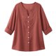 thumbnail image 4 of Craaazy Women's Casual V Neck Blouse, Solid Color 3/4 Sleeve Lace Detail Top, Loose Fit Comfy Button Down Shirt for Daily Wear Gifts, 4 of 8