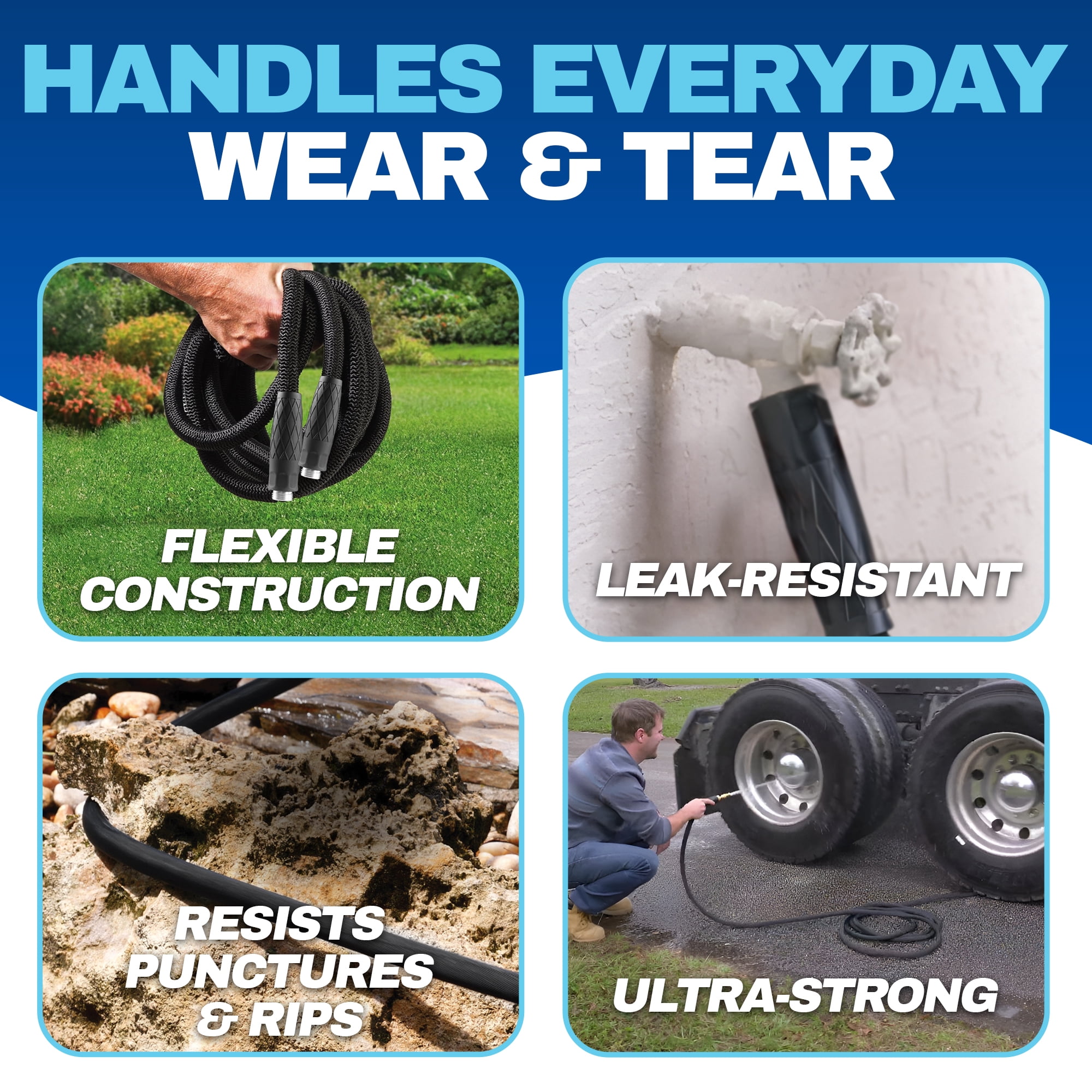 Bionic Flex Garden Hose 75' ft Water Hose Outside Heavy Duty Lightweight Outdoor Hose Spray Nozzle Flexible Kink-Free