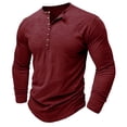 thumbnail image 3 of Organic Cotton T-Shirts for Men,Long Sleeve Button Up Quick Dry Henley Tops,Muscle Fit Solid Color Crew Neck Undershirts, 3 of 7