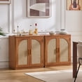 thumbnail image 5 of 2 Pack Leyaoyao Rattan Sideboard Buffet Cabinet with Storage Shelves, 31.5" Coffee Bar Cabinet with Arch Doors, Boho Credenza for Kitchen, Dining Room,Brown, 5 of 8