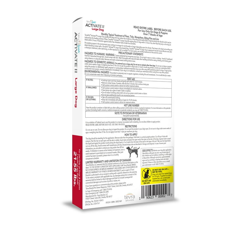 TevraPet Activate II Flea and Tick Prevention for Large Dogs 21 55