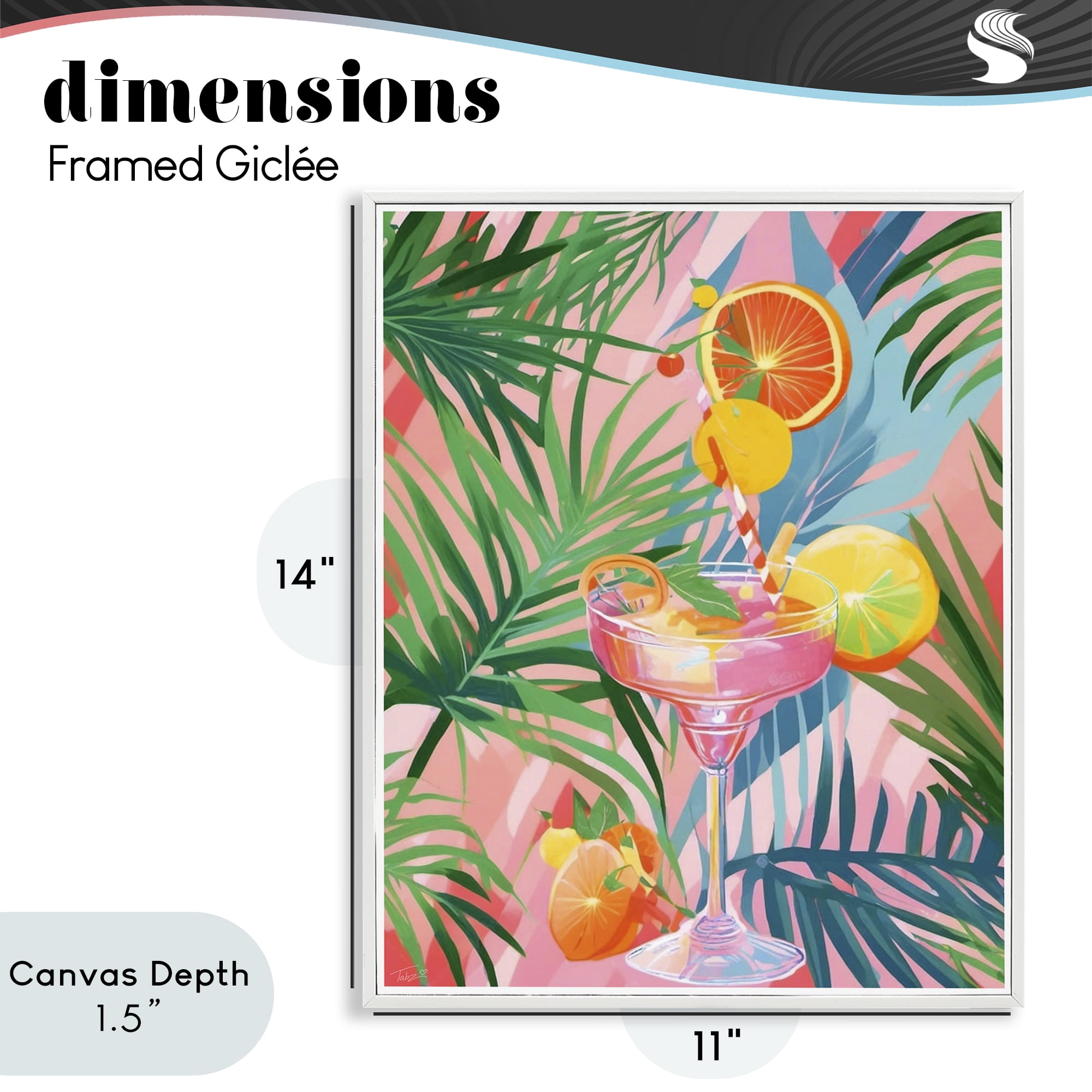 Stupell Industries Jungle Citrus Cocktail White Framed Giclee Art, design by Tabz Jones