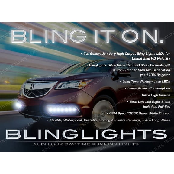 For Acura MDX LED DRL Light Strips for Headlamps Headlights Head Lamps Day Running Strip Lights