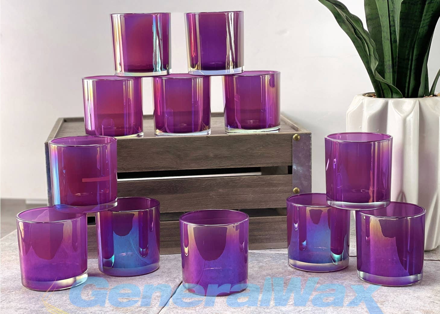 9.5 oz. Monticiano Iridescent Pixie Empty Candle Jar candle vessels for DIY candle-making projects (Box of 48)
