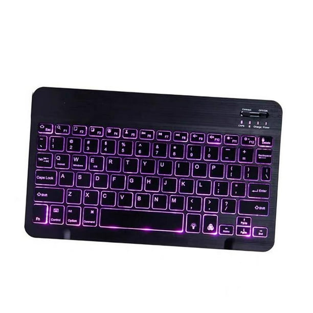 Mini teclado inalámbrico Bluetooth de 10 pulgadas con retroiluminación y sin cables para tableta Pad Negro