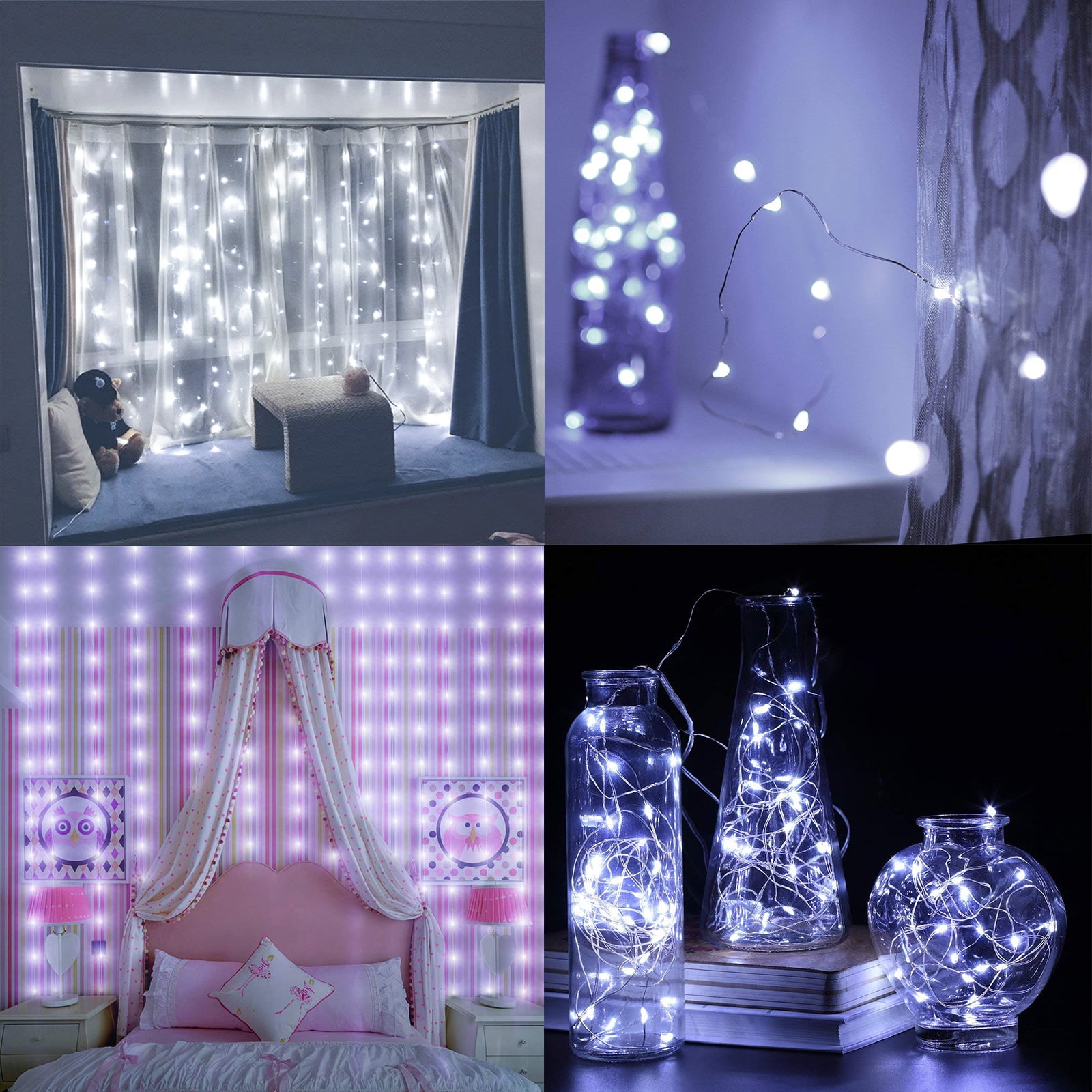 EEEKit 9.8ft x 9.8ft Window Curtain Fairy Lights 300 LED 8 Modes USB