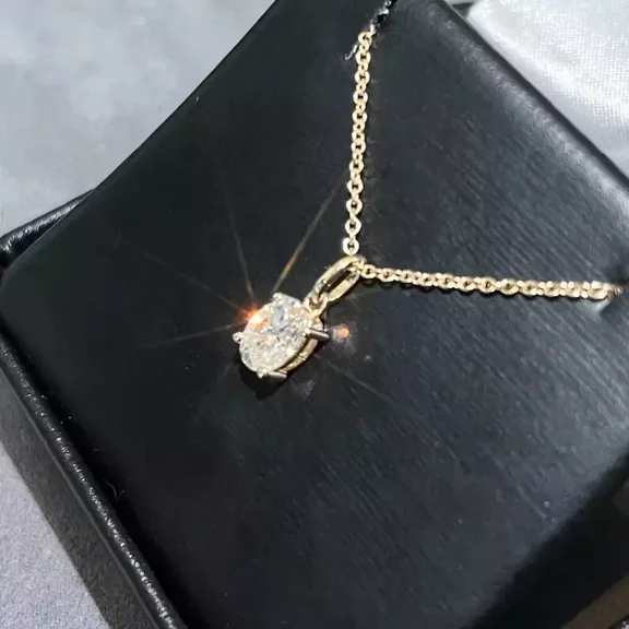 2.00 Ct Oval Cut Lab-Created Moissanite 14K White Gold Plated Solitaire Pendant