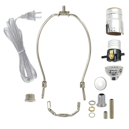 

B&P Lamp® Nickel Plated Finish Table Lamp Wiring Kit with a 6 Inch Harp and Push-Thru Socket