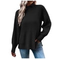 thumbnail image 1 of aDJFDGT Open Knit Sweaters for Women Summer Ladies' Loose Pullover Sweater Round Neck Split Hem Sleeve Solid Color Knit Sweater, 1 of 6