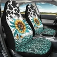 thumbnail image 3 of Yuyamidu Sunflower Car Seat Covers 2pcs Set Cow Print Vehicle Bucket Seat Cover Leopard Print Driver Seat Covers for Women Men, Waterproof, 3 of 7