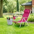 thumbnail image 2 of Folding Backpack Beach Chair Set of 2, 4 Positions Lay Flat Beach Chairs with Cup Holder& Storage Back Pouch& Backpack Straps& Adjustable Headrest for Sunbathing, Pool, Support 330 LBS, Pink, 2 of 9