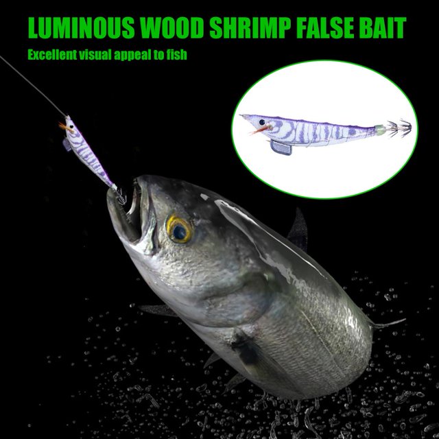 Señuelo de pesca de camarón de madera luminosa 12 cm 14,3 g cebo artificial (púrpura claro) Tmvgtek pescar