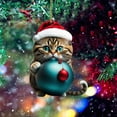 thumbnail image 2 of Lilixerw Christmas Cat Ornament,Cute Cat Acrylic Christmas Tree Decoration with Balls and Hat,Hanging Festival Pendant for Gifts, 2 of 3