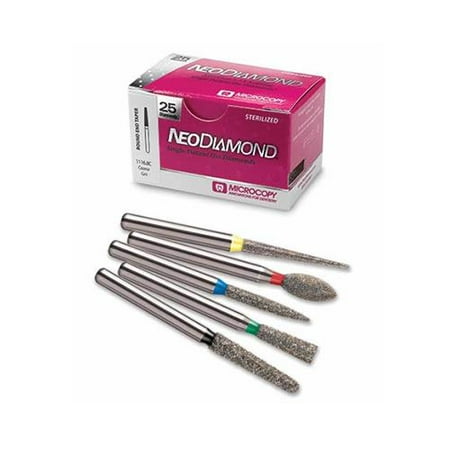 

Microcopy 1116.10C NeoDiamond FG 850.016 Coarse Grit Round End Taper Disposable Diamond Burs 25/PK