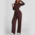 thumbnail image 4 of Scacto 2 Piece Matching Sweatsuit Lounge Set Womens High Waisted Wide Leg Pants Side Ruching Crop Top Sets Tracksuit Outfits, 4 of 6
