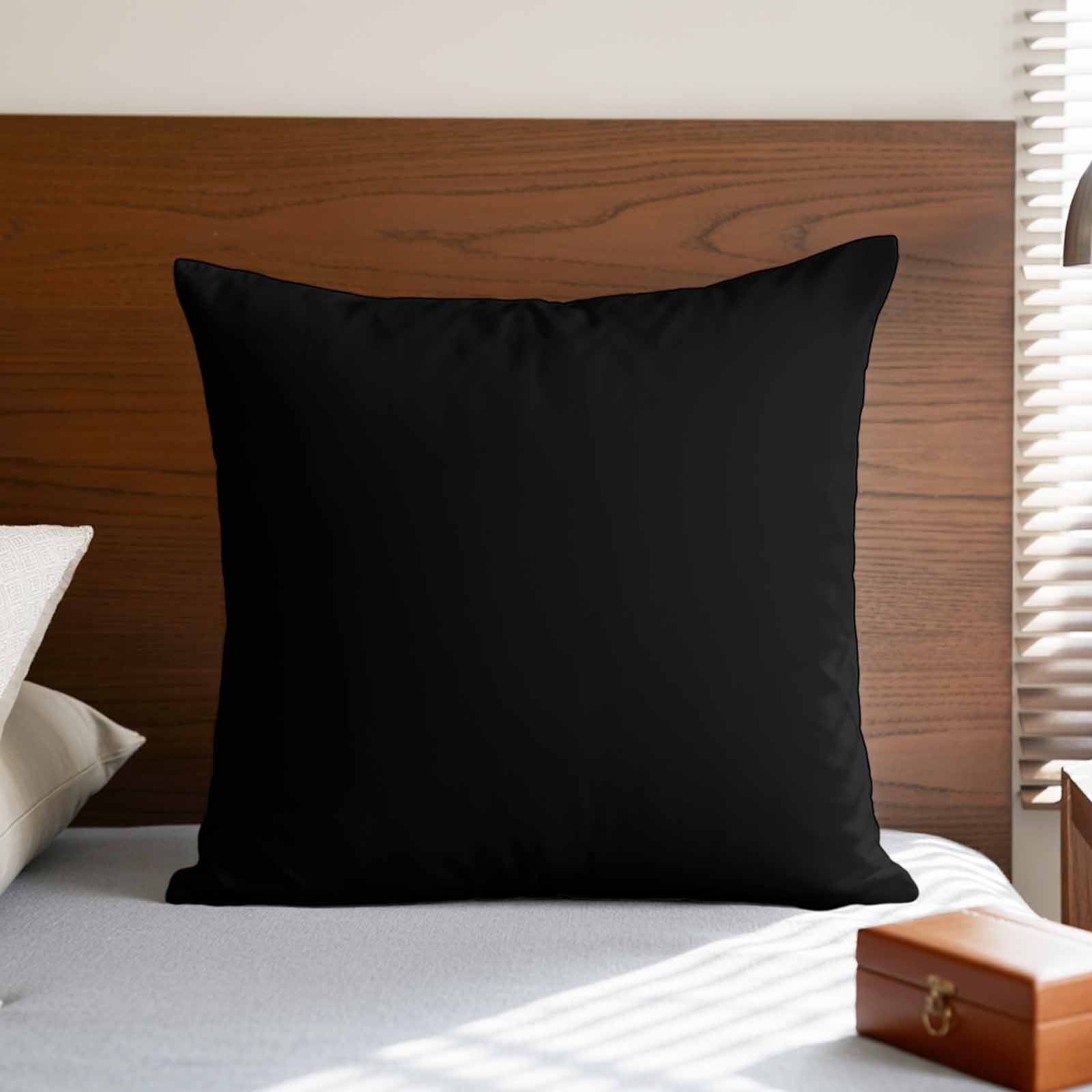Black Pillow Covers 24x24 Inch, Farmhouse Solid Black Color Modern Art Linen Pillowcase with Invisible Zipper, Decorative Throw Pillow Covers Cushion Case for Couch Sofa Bed Living Room