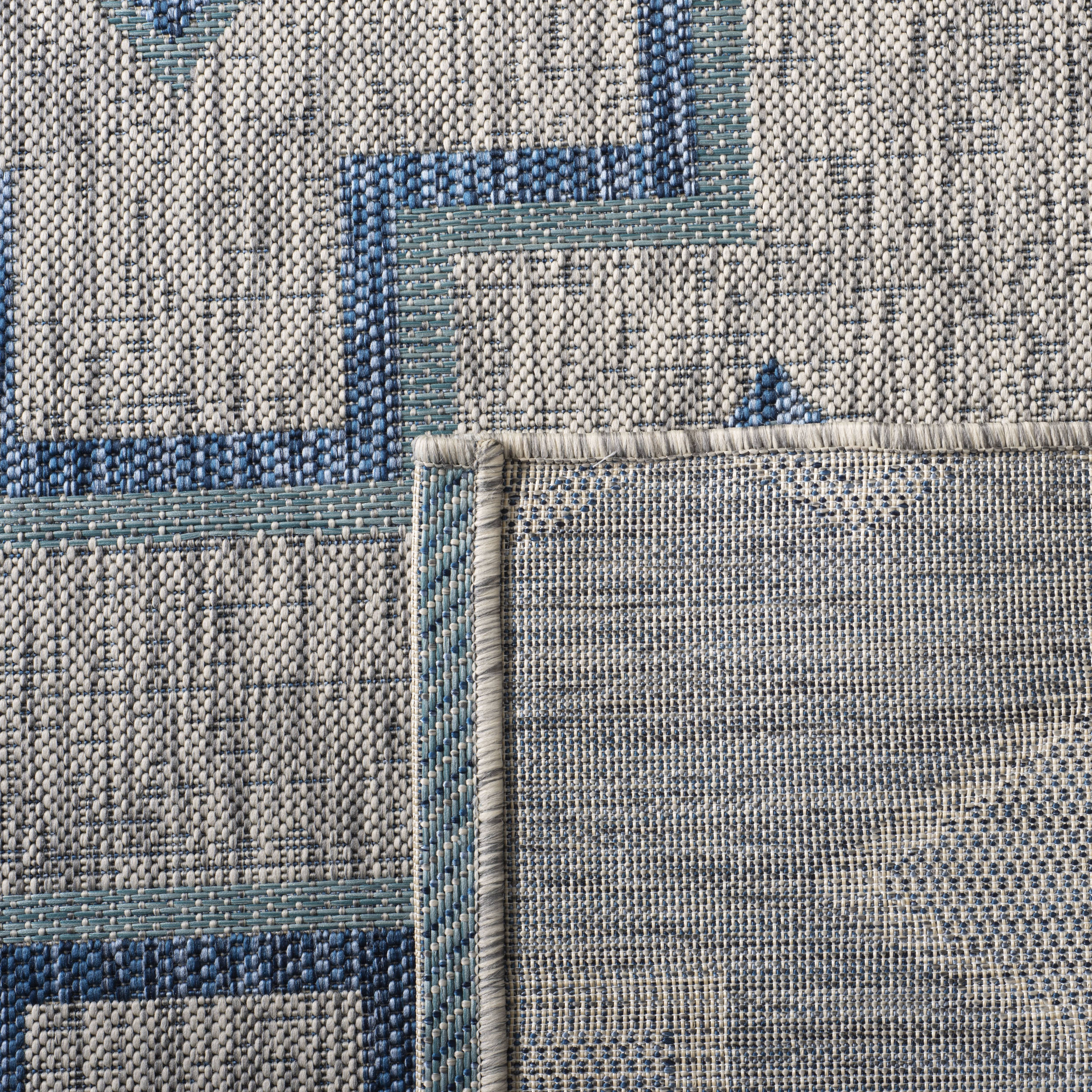 SAFAVIEH Courtyard Floella Geometric Indoor/Outdoor Area Rug, Grey/Aqua, 8' x 11'