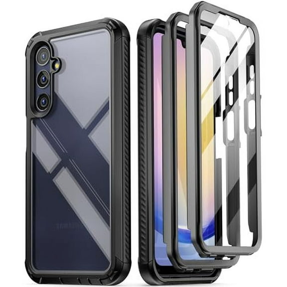 Poetic Guardian Case for Samsung Galaxy A25 5G, Full-Body Hybrid Shockproof Cover with Built-in Screen Protector, Black/Clear