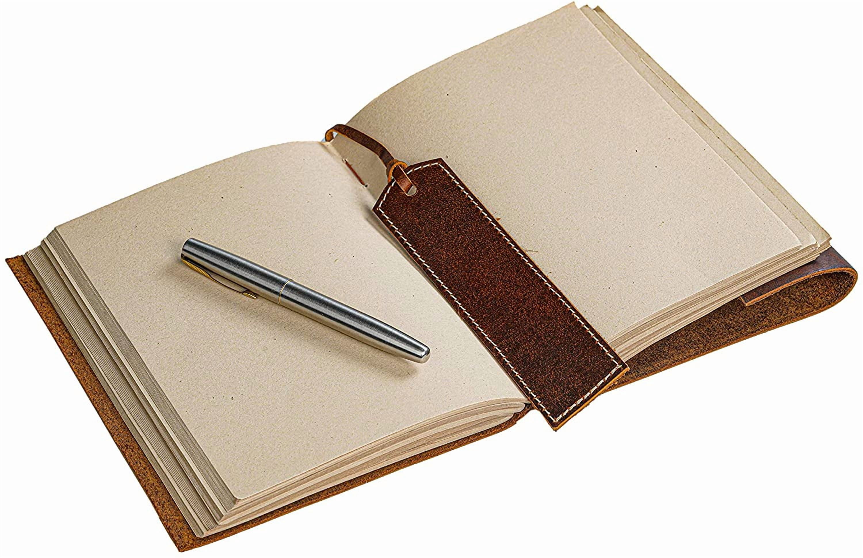 Leather Journal Notebook - Rustic Handmade Vintage Leather Bound Journals for Men and Women - Leather Craft Unlined Paper 300 Pages, Leather Book Diary Pocket Notebook, Diary To Write In (5" x 7")
