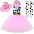 thumbnail image 3 of ibiyuan Western Halloween Toddler Dress Up Fly Sleeve My First Halloween Baby Outfit Pumpkin Print Girl Clothes A-Line Dress for Girls Halloween Birthday, 3 of 5