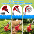 thumbnail image 4 of TNTANTS Electric Weed Wacker, Cordless String Trimmer with Wheels,  2Pcs 24V Batteries, 3 Types of Blades, Adjustable Length, Weed Eater Grass Trimmer/Edger/Brush Cutter for Lawn Yard Garden (Red), 4 of 13