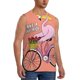 thumbnail image 2 of Fotbe Flamingo Riding a Bicycle Men's Camiseta sin Mangas Estampada para Hombres, Playera Casual para Gimnasio, Entrenamiento, Playa-XX-Large, 2 of 7