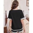 thumbnail image 5 of EKOUAER Pajamas for Women Short Sleeve Pjs Sets Crewneck Striped Tops and Shorts 2 Piece Lounge Sets with Pockets, 5 of 6