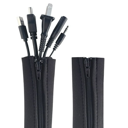 Manchon de Câble à Fermeture Éclair par Wrap-It Storage - 36 Pouces" x 4 Pouces" (Lot de 2) Noir - Organisateur de Cordon et Protecteur de Câble pour Gestion de Câble d'Ordinateur de Bureau pour Cacher et Couvrir les Câbles et Câbles d'Extension
