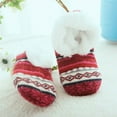 thumbnail image 2 of Slipper Socks for Women Fuzzy Socks with Grippers Non Bottoms Cozy Warm House Slippers Fall Socks Brick Red One Size, 2 of 3