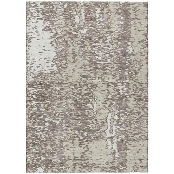 HomeRoots 612968 8 x 10 ft. Taupe & Ivory Abstract Washable Indoor & Outdoor Rectangle Area Rug