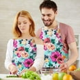 thumbnail image 3 of Pioneer Flower Floral Print Pattern Apron-Garden Aprons for Women with Pockets-Cotton Linen Waterproof Kitchen Cooking Gardening Aprons Adjustable for Kitchen,Cooking,BBQ and Salon 33x27 Inch, 3 of 7