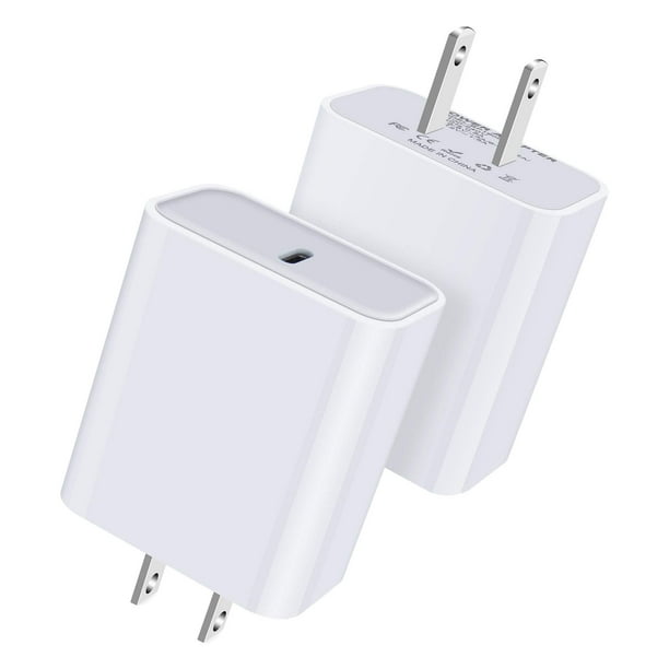 Chargeur Mural USB c pour iPhone, Lot de 2 Blocs de Charge Rapide