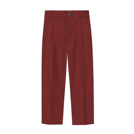 

KYAIGUO Boys Flat Front Dress Pants Side & Back Pockets Spring Lightweight Boys Uniform Chino Pants Sized 1-14T