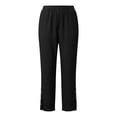 thumbnail image 6 of VBVC Women's Button Slit Hem Capri Pants,Straight Leg Cropped Trousers For Women,Ladies Summer Cotton-Linen Sweatpants with Pockets,Black,S-2XL, 6 of 9