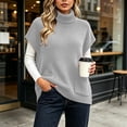thumbnail image 6 of Tbopshirt Women Sleeveless Sweater Vest Turtleneck Oversized Pullover Sweaters with Front Pockets for Fall Winter Casual Outfit Going Out Knit Tops, 6 of 8