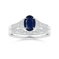 thumbnail image 6 of ANGARA Natural Aeon Vintage Inspired Sapphire Engagement Ring with Milgrain in 14K White Gold for Women (Size-7x5mm) | September Birthstone, Anniversary Jewelry Gift for Women | Natural Sapphire Ring, 6 of 11