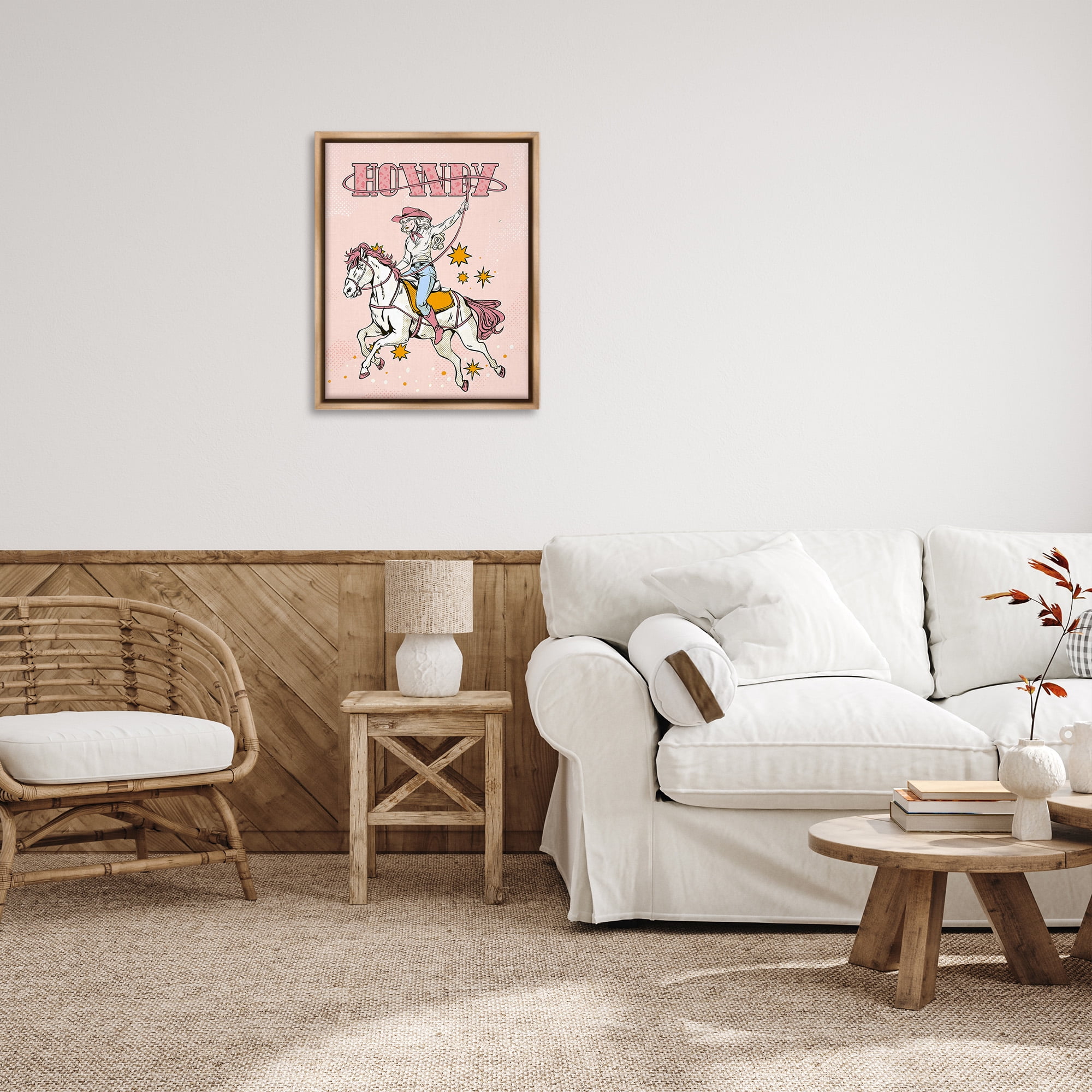 Stupell Industries Vintage Pastel Howdy Animals & Insects Painting Brown Floater Framed Canvas Art Print Wall Art, 25 x 31