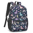 thumbnail image 2 of Unicorn and Moon Blue Pattern 17" School Backpacks for Teens,Waterproof Oxford Fabric,S-Shape Padded Straps for School,Travel,Hiking,Camping, 2 of 6