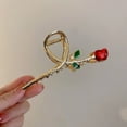 thumbnail image 3 of 2 Pieces Rose Flower Metal Hair Claw Clips Alloy Strong Hold Jaw Hair Clamps Non-slip Barrette Hair Accessories for Women Girls Party Wedding Banquet Hair Styling Headwear, Gold, 3 of 4