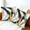 thumbnail image 2 of Black White and Gold Throw Pillow Covers 16x16 Set of 2, Abstract Modern Striped Pillow Case Outdoor Decor Cushion Case Decoration for Home Couch Chair Sofa, 2 of 8
