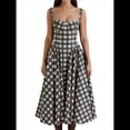 thumbnail image 1 of Vestido Elegante con Corsé para Mujer, Vestido Midi con Tirantes, Escote Bajo, Plisado y Fluido, Vestido de Fiesta con Bustier. Cuadros Rojos S, 1 of 8