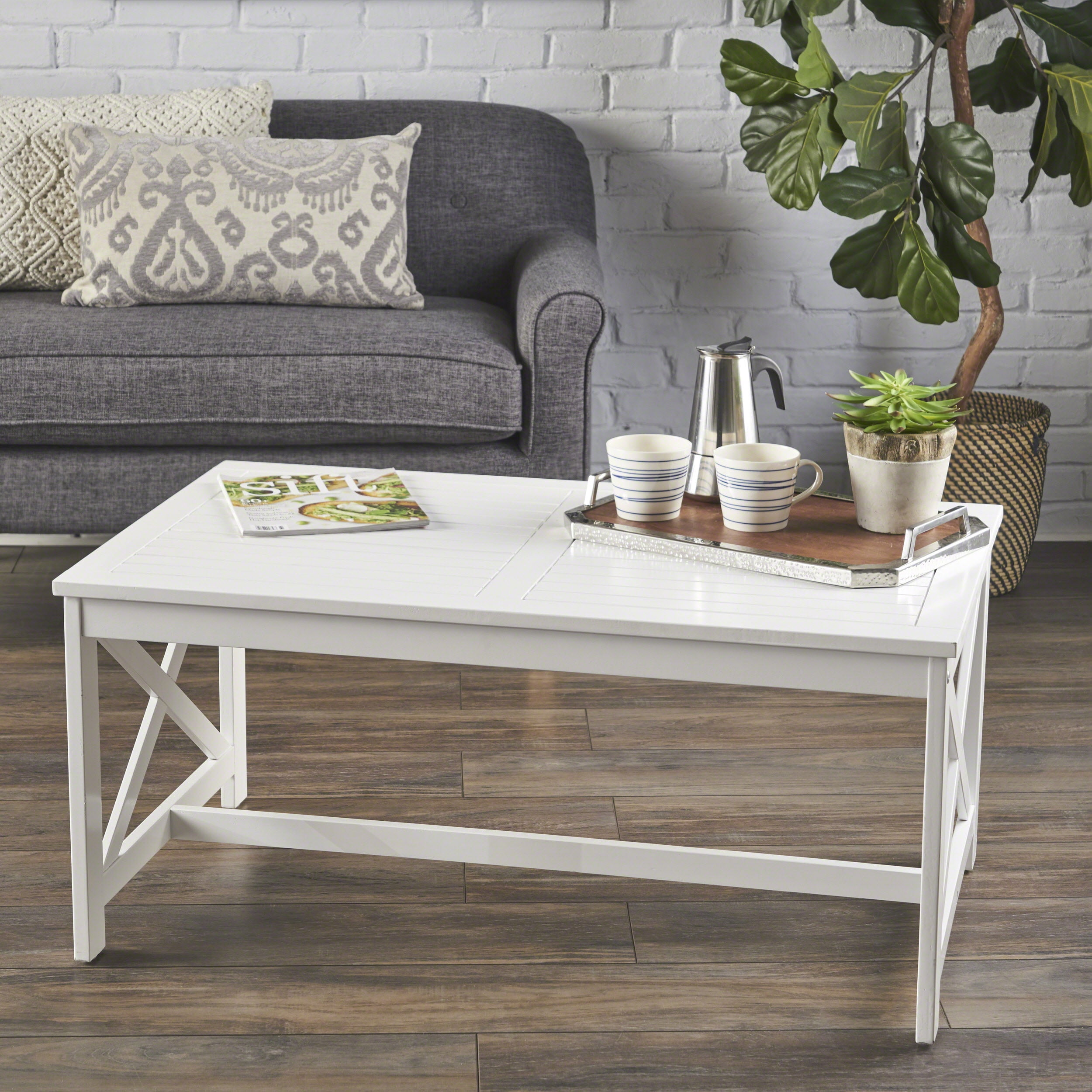 Buy Noble House Briggs Modern Farmhouse Wood Rectangle Coffee Table