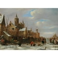 thumbnail image 3 of Nicolaes Molenaer 14x11 Black Modern Framed Museum Art Print Titled - A Merry Company on a Frozen River, 3 of 5