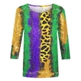 thumbnail image 4 of QATAINLAV 2024 Shirt 3/4 Sleeve Mardi Gras Womens Fancy Blouse Carnival Costume Mask Print Tunic Theme Party Round Collar Tee Multicolor L, 4 of 6