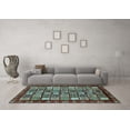 thumbnail image 3 of Ahgly Company Machine Washable Indoor Square Abstract Light Blue Modern Area Rugs, 8' Square, 3 of 4